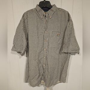 Vintage Ivy Crew Men's XL Black White Plaid Short Sleeve Heavyweight Cotton
